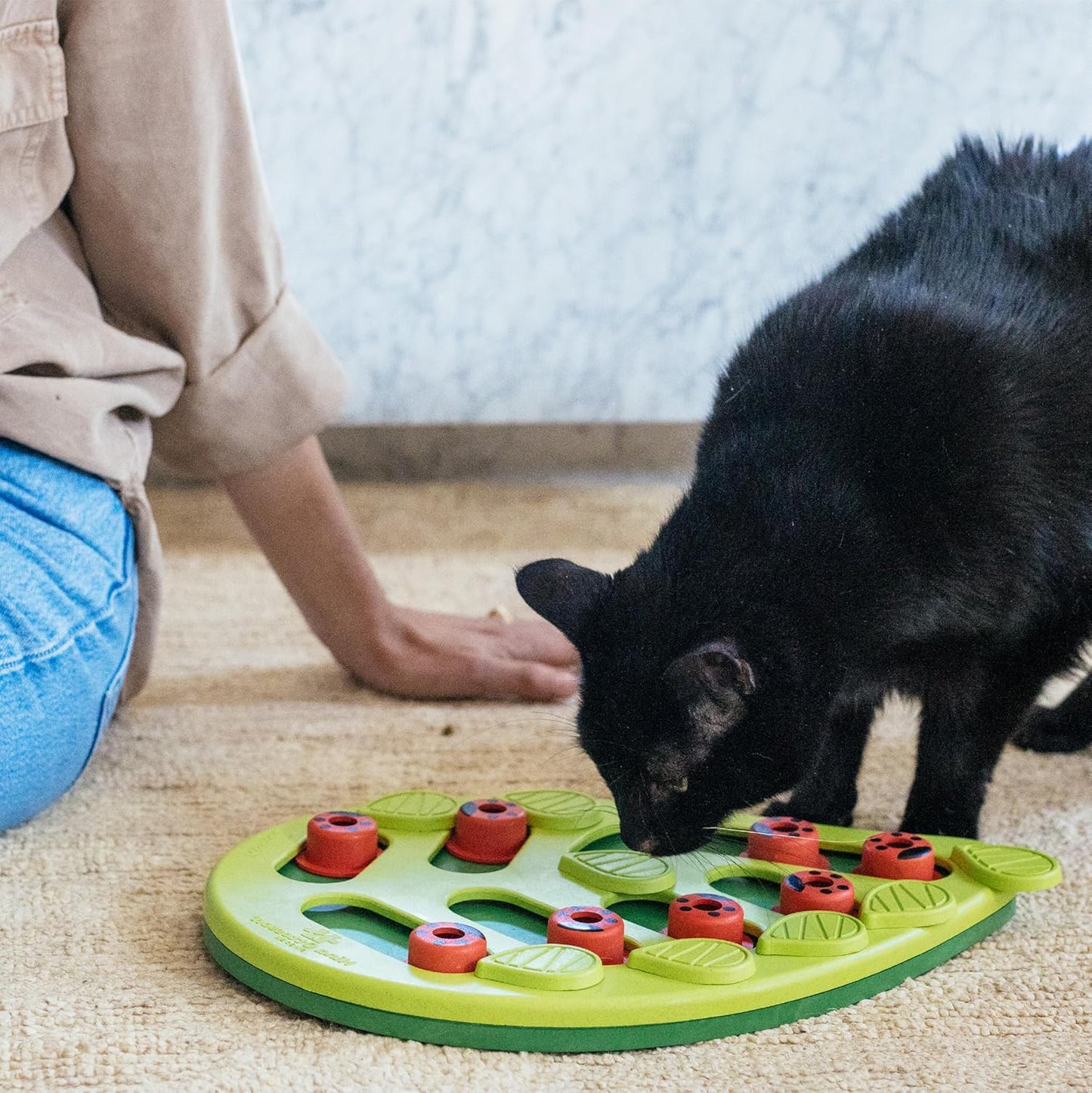 Catstages by Nina Ottosson Buggin Out Puzzle & Play – Interactive Treat Puzzle Feeder for Cats, 16 Hidden Treat Compartments Slow Feeder, Durable & Easy-Clean, Gray