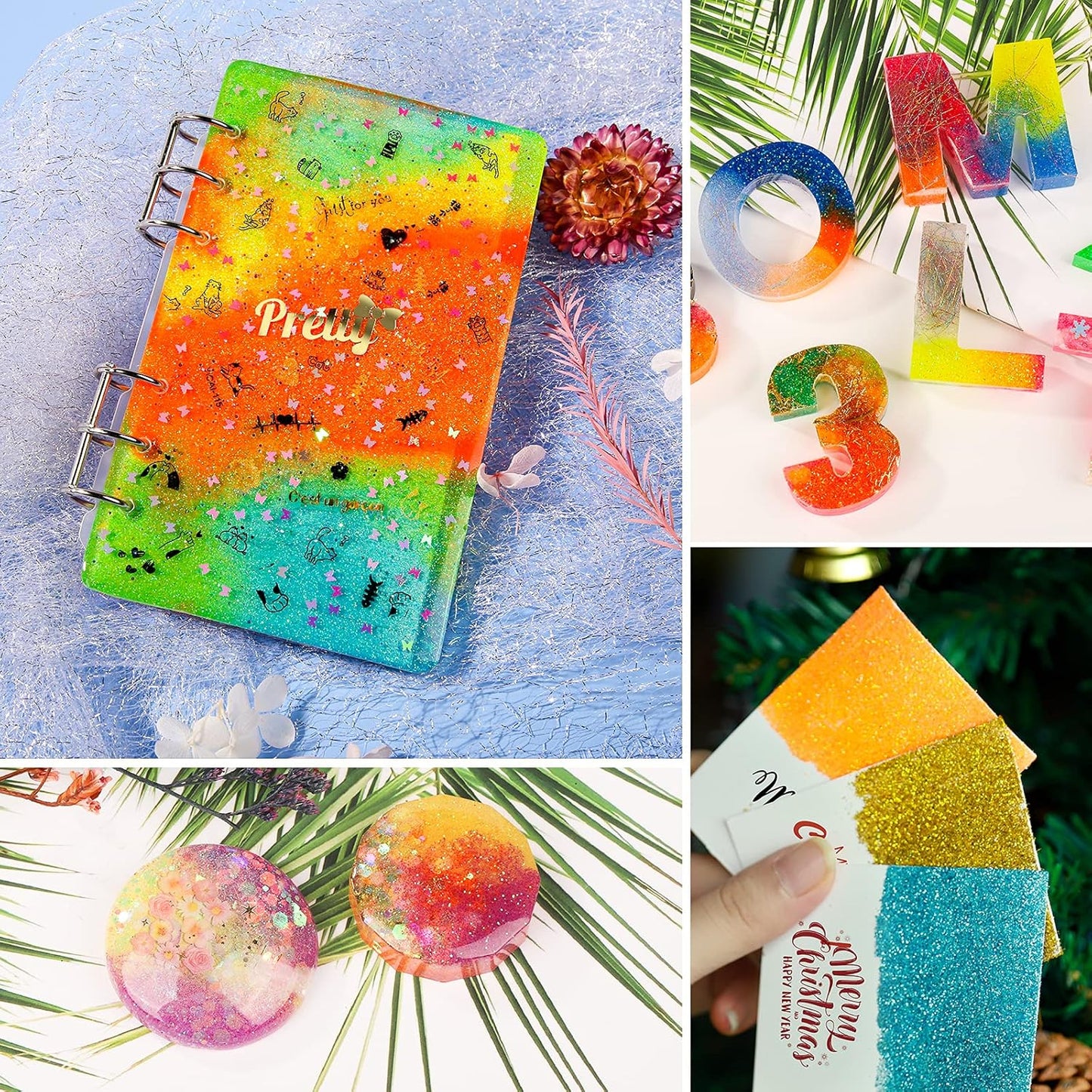 LEOBRO Glitter, 18 Pack Fine Glitter, Craft Glitter Powder Shake Jar, Multi Assorted Set Extra Fine Glitter for Resin Art Crafts Tumbler Scrapbook Jewelry Making, Body Face Hair Glitter, 15g/ Bottle,