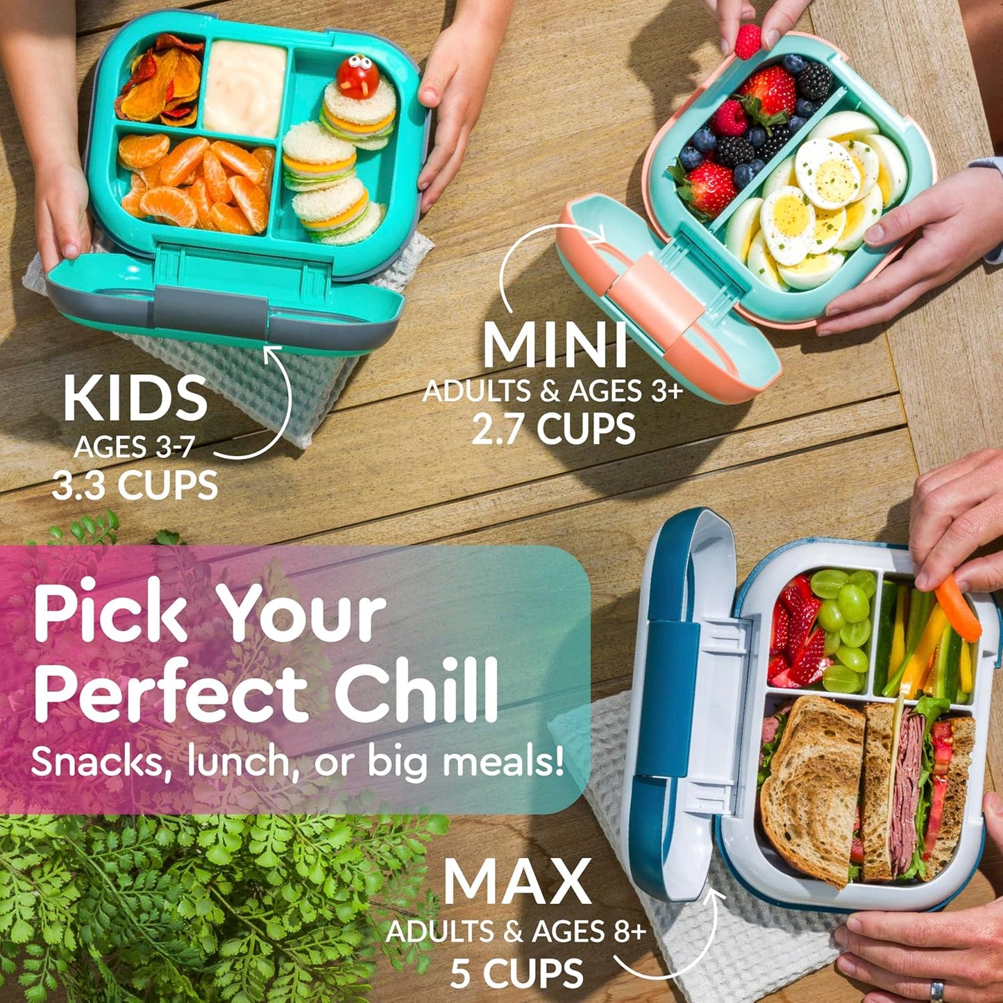Bentgo Chill Kids Leak-Proof Lunch Box - 4-Compartment Bento Box with Built-In Ice Pack, 3.3 Cup Capacity, PFAS & BPA-Free, Microwave & Dishwasher Safe, Ideal Size for Ages 3 to 7 (Fuchsia/Teal)