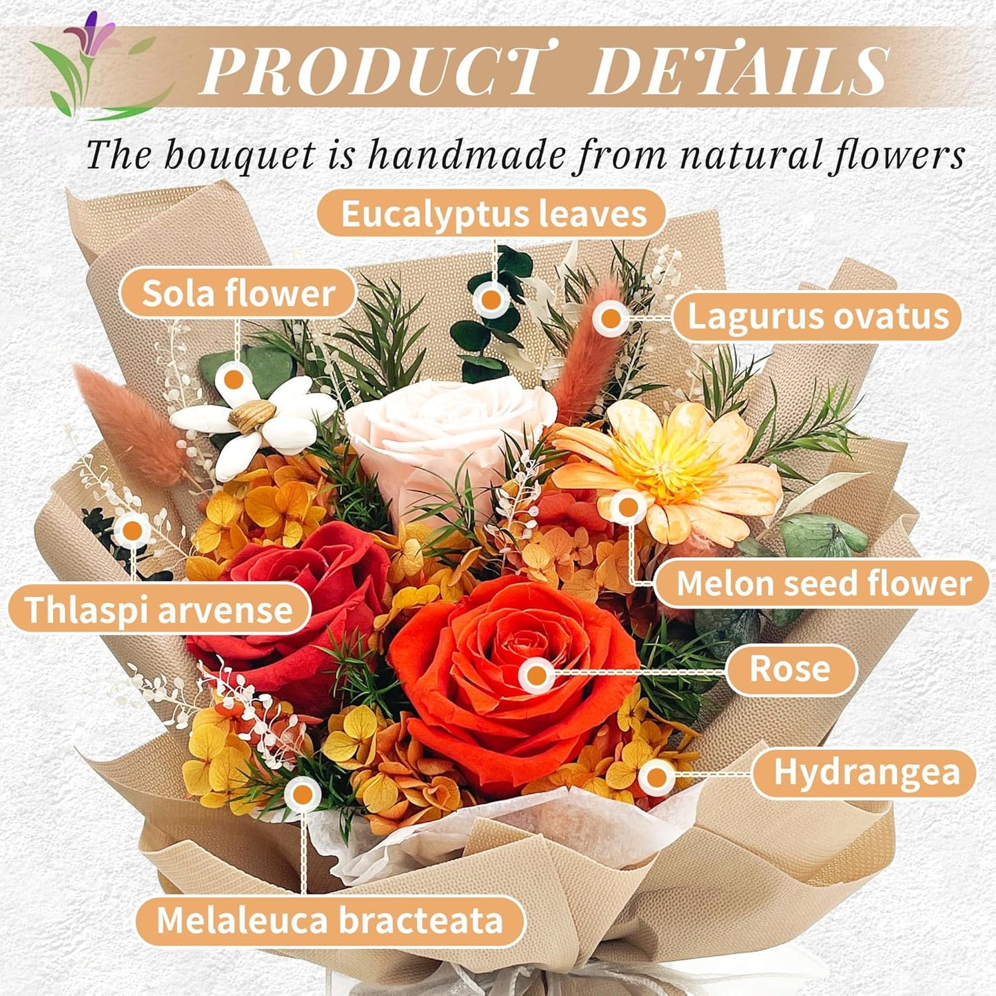 QOEAZY Flowers for Delivery, Preserved Flowers Bouquet with Gift Box, Rose Gifts for Women Mom Grandma