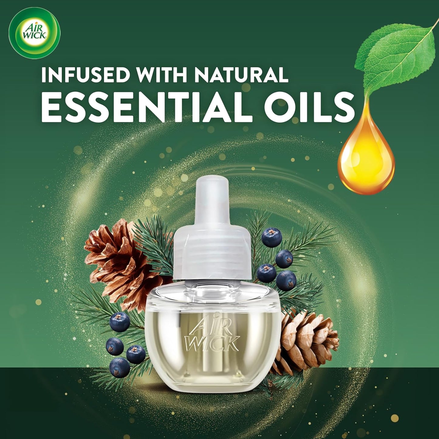 Air Wick Plug in Scented Oil Refill, 5 ct, Fresh Pine and Juniper, Air Freshener, Essential Oils, Fall Scent, Fall decor