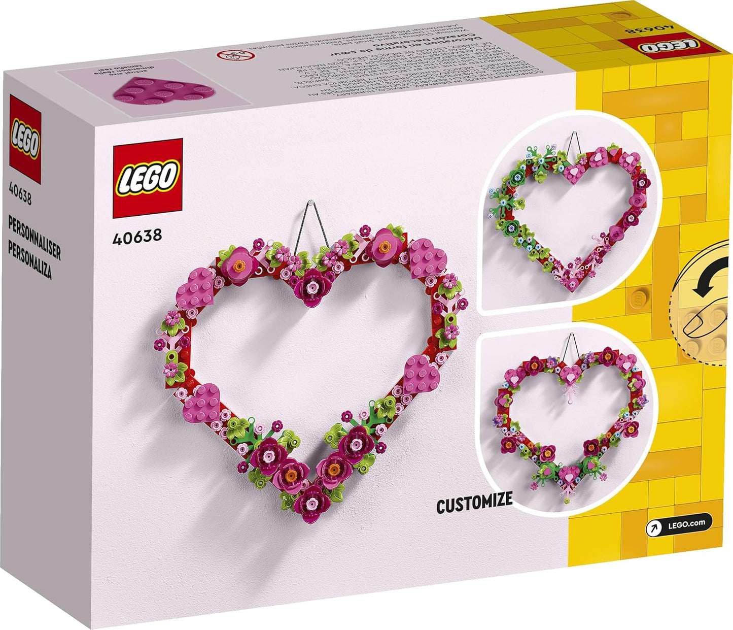 LEGO Heart Ornament Building Toy Set - Gifts & Craft for Valentines Day - Fun Arts and Crafts Idea for Girls and Boys, Ages 9+ - Display on The Wall as Home Decoration - 40638