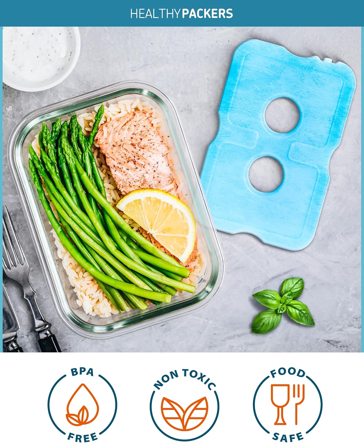Healthy Packers Slim Ice Packs for Lunch Boxes & Coolers – Reusable, Long-Lasting Freezer Packs for Travel, Beach, Camping, and Office Use (Set of 4)