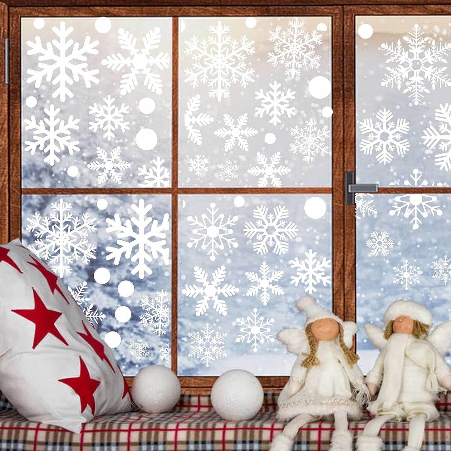 321pcs Christmas Window Decals - 9 Sheets of Snowflakes, Winter & Holiday Designs for Glass Windows