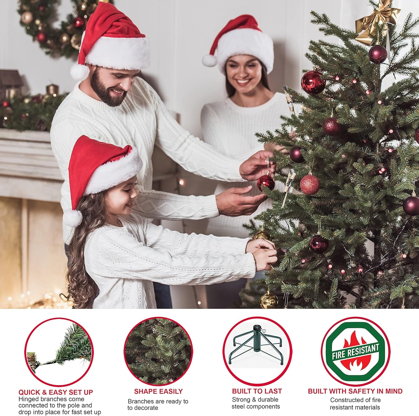 Puleo International 6.5 Foot Pre-Lit Aspen Fir Artificial Christmas Tree with 500 UL Listed Clear Lights, Green