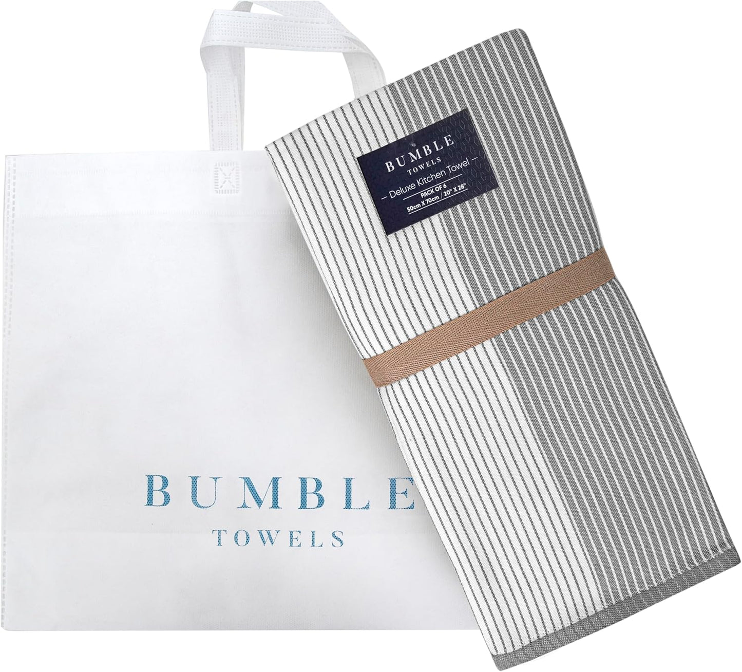 Premium Kitchen Towels (20”x 28”, 6 Pack) | Large Cotton Kitchen Hand Towel | Flat & Terry Dish Cloths | Highly Absorbent Tea Towels Set with Hanging Loop | Gray