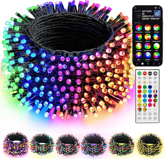Dazzle Bright Smart Color Changing Halloween Lights, 66FT 200 LED RGB String Lights with Remote & App Controlled, Christmas Decorations for Indoor Outdoor Holiday Xmas Tree Party Decor