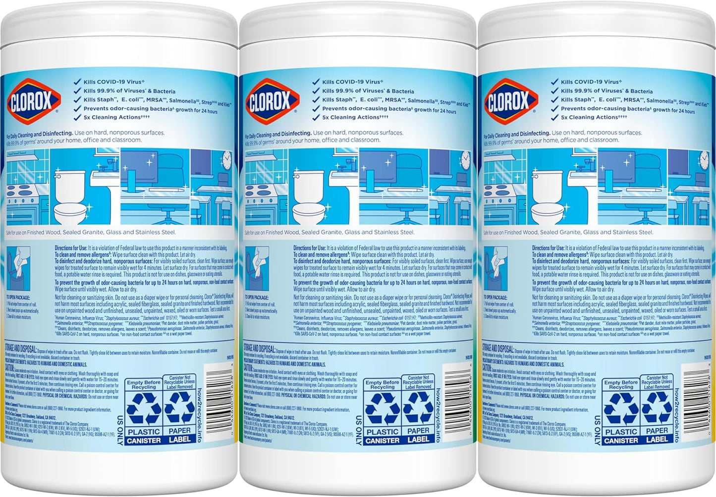 Clorox Disinfecting Wipes Value Pack, Household Essentials, 75 Count, Pack of 3 (Package May Vary)