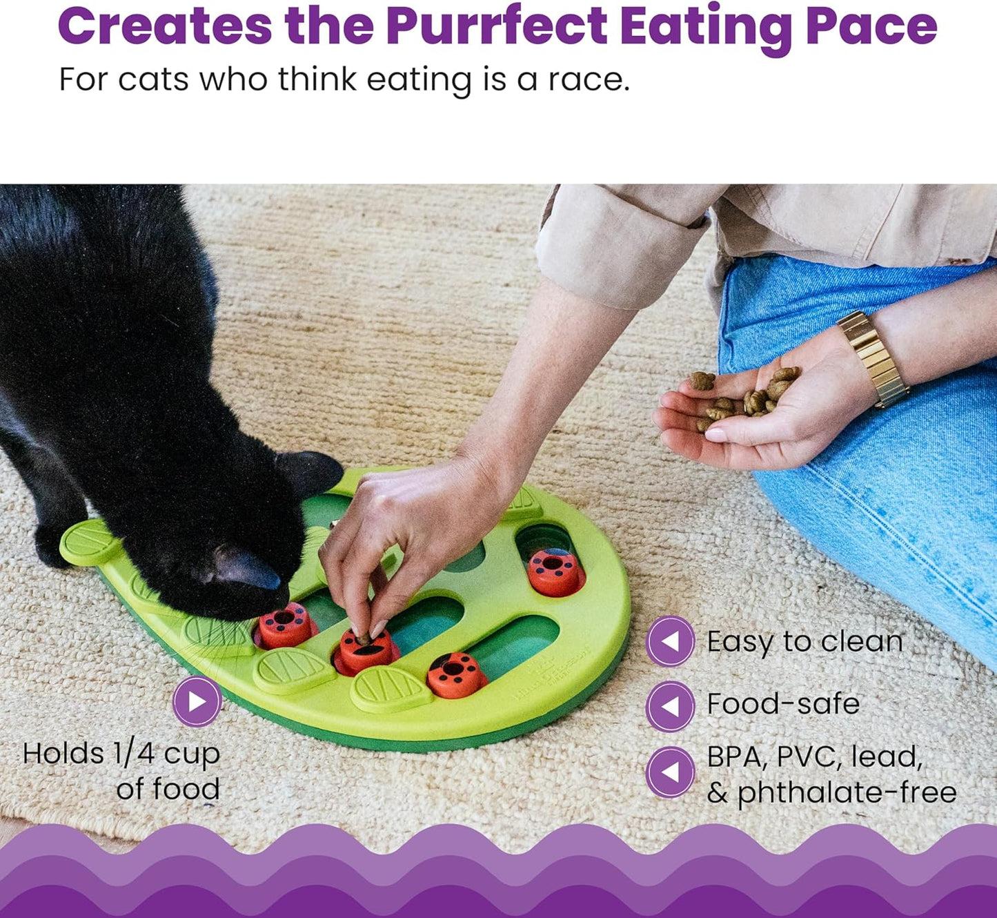 Catstages by Nina Ottosson Buggin Out Puzzle & Play – Interactive Treat Puzzle Feeder for Cats, 16 Hidden Treat Compartments Slow Feeder, Durable & Easy-Clean, Gray
