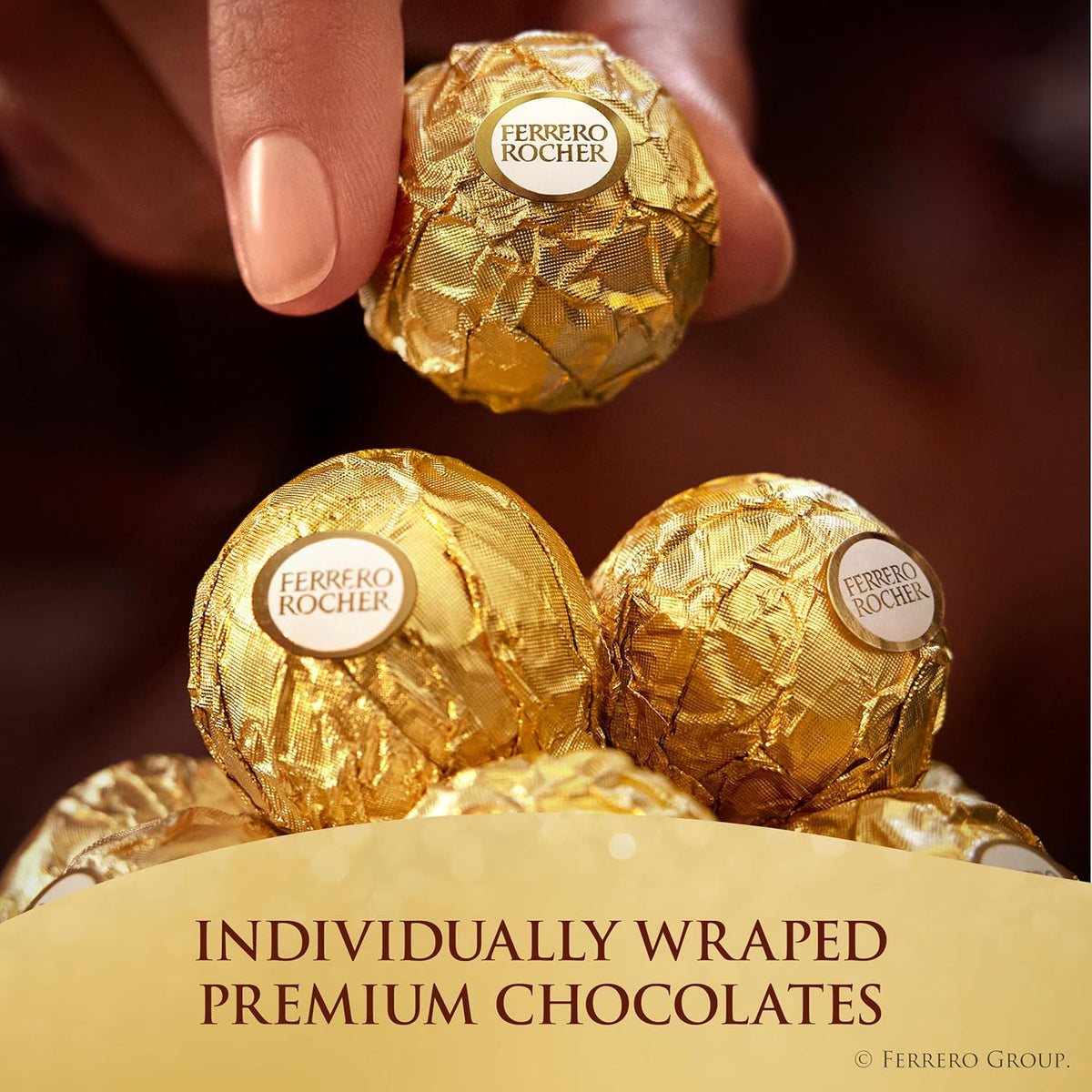 Ferrero Rocher Gourmet Hazelnut Milk Chocolate Valentine's Day Gift Box, 42 Individually Wrapped Chocolates for Gifting, 18.5 oz