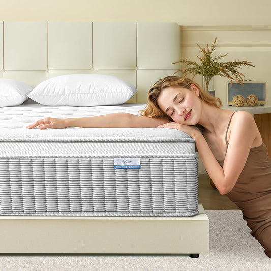 Queen Mattress, 12 Inch Memory Foam Hybrid Mattress in a Box with Pocket Springs for Motion Isolation, Pressure Relief, Medium Firm, CertiPUR-US