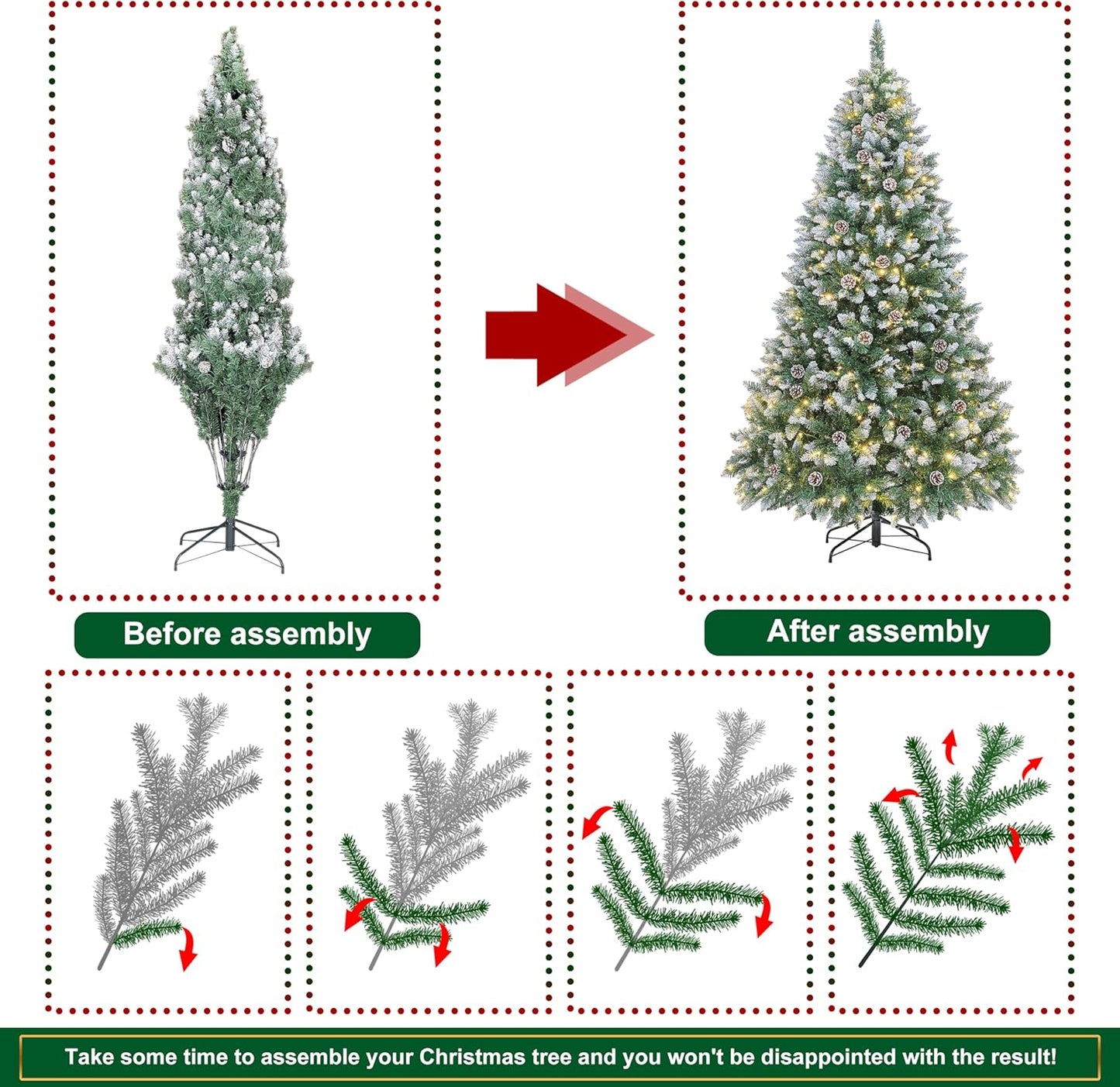 Prelit Pencil Christmas Tree with Lights, Skinny Artificial Christmas Tree, Indoor Fake Xmas Tree Holiday Decor (Regular Warm, 7.5FT)
