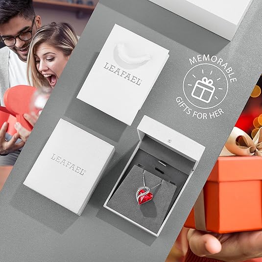 Leafael Valentine's Day Gift Necklaces for Women, Infinity Love Birthstone Heart Crystal Pendant, Birthday Anniversary Jewelry for Wife, Mom, and Her, Silver Plated, 18" + 2" Adjustable Chain